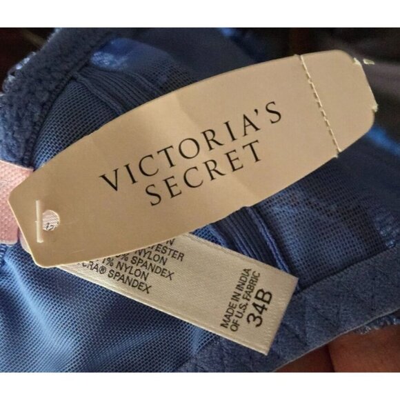 Victoria's Secret Miracle Bra Pushup Deadstock vintage blue lace overlay 34B - Picture 7 of 7